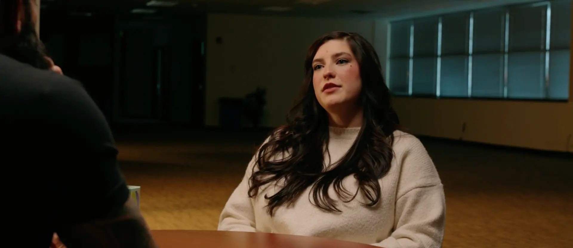 Jeff's daughter speaking during a candid interview